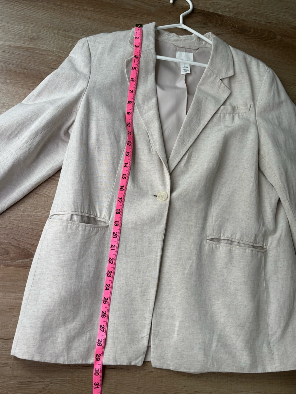 H&M Light Beige Oversized Linen-Blend Blazer - Picture 9 of 13